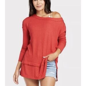 Free People We The Free North Shore thermal tunic Red Top Size S
